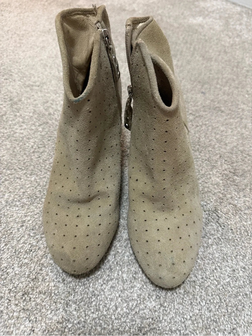 Matt Bernson Taupe Perforated Suede Ankle Booties